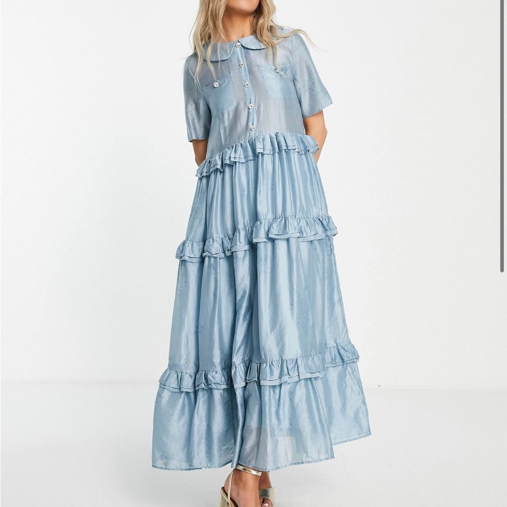 Sister Jane Pale Blue Ruffle Tiered Maxi Dress
